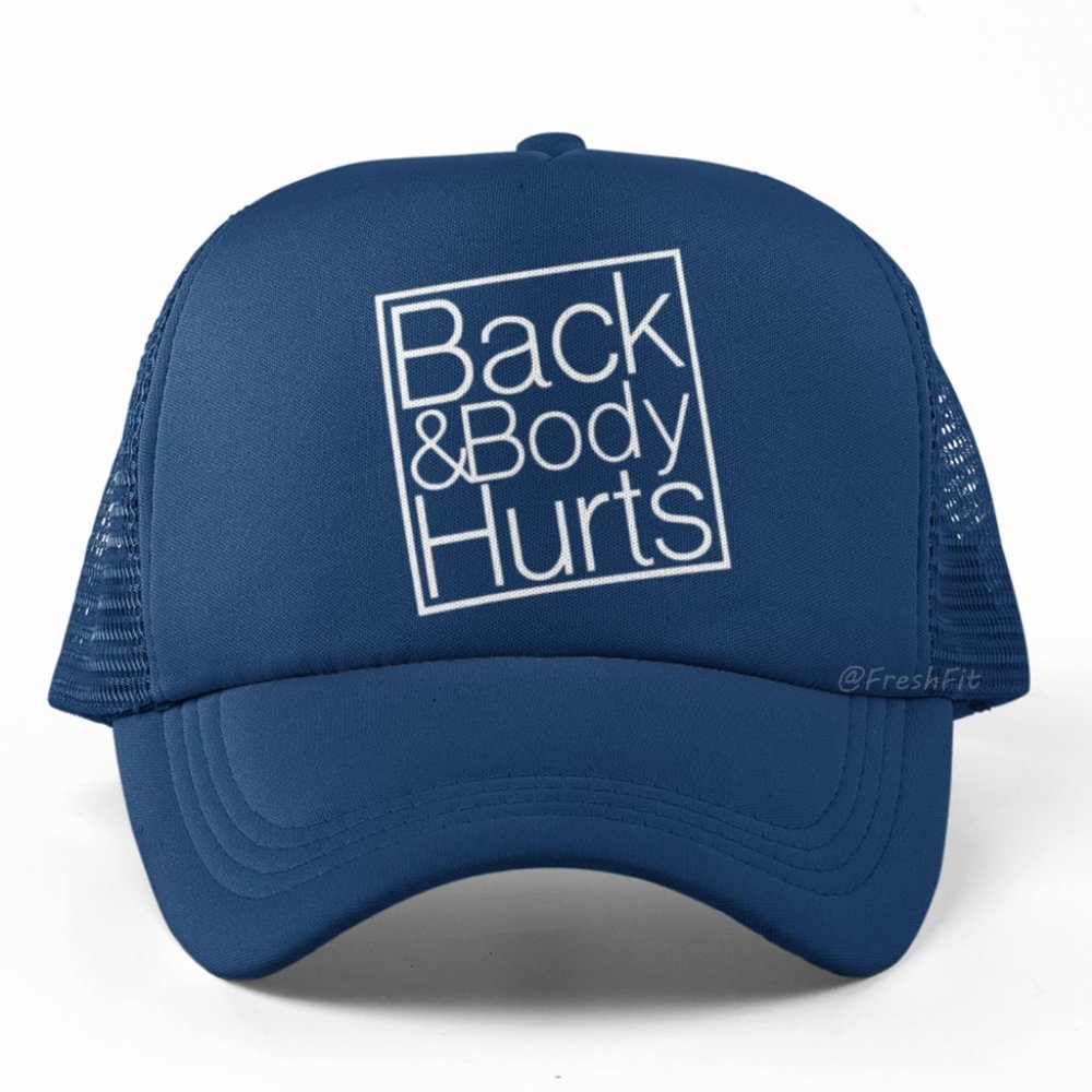 🆕Back & Body Hurts Foam Trucker Hat Mesh Snapback Cap Navy